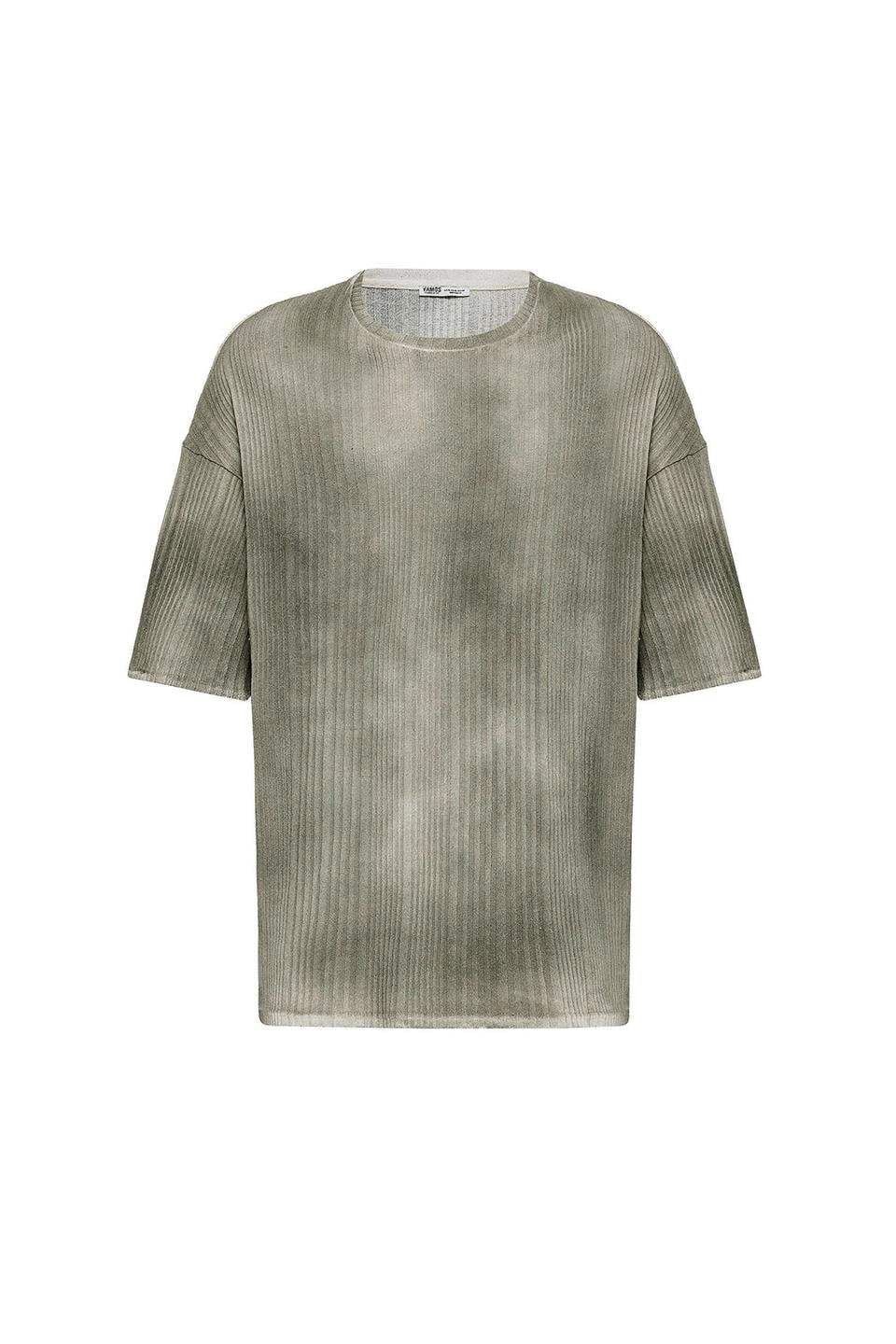 Oversized Washed Knit T-Shirt, Khaki