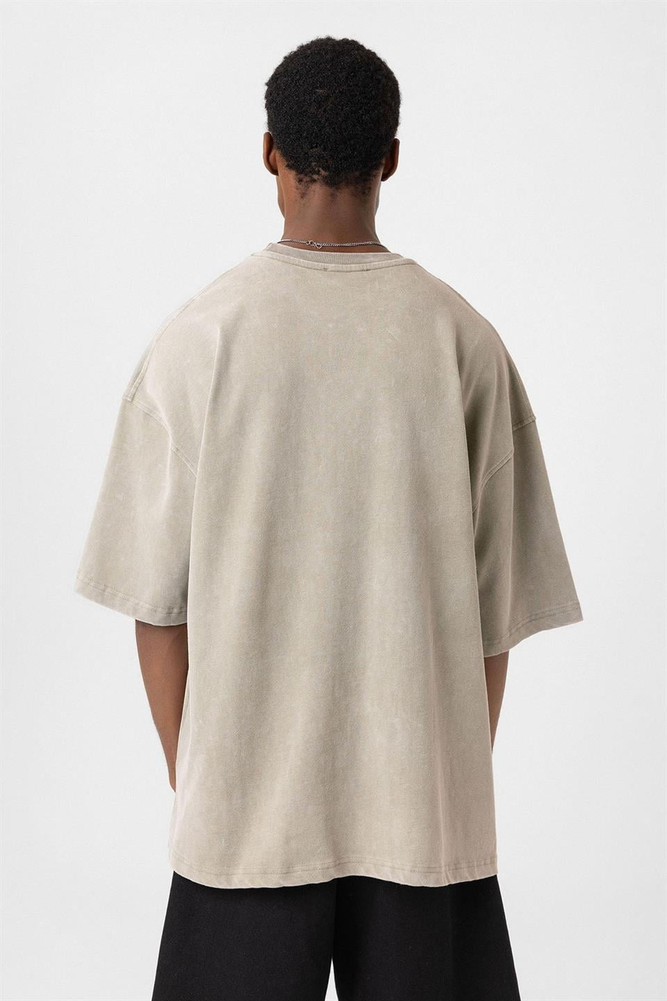 Oversized T-Shirt with Washed Button Details