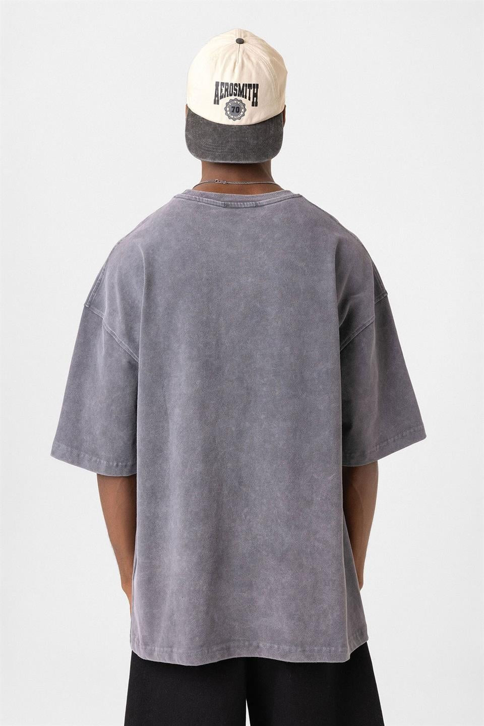 Oversized T-Shirt with Washed Button Details