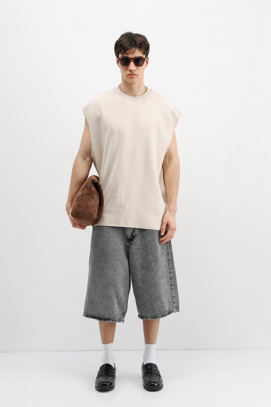 Oversized Sleeveless Basic T-Shirt