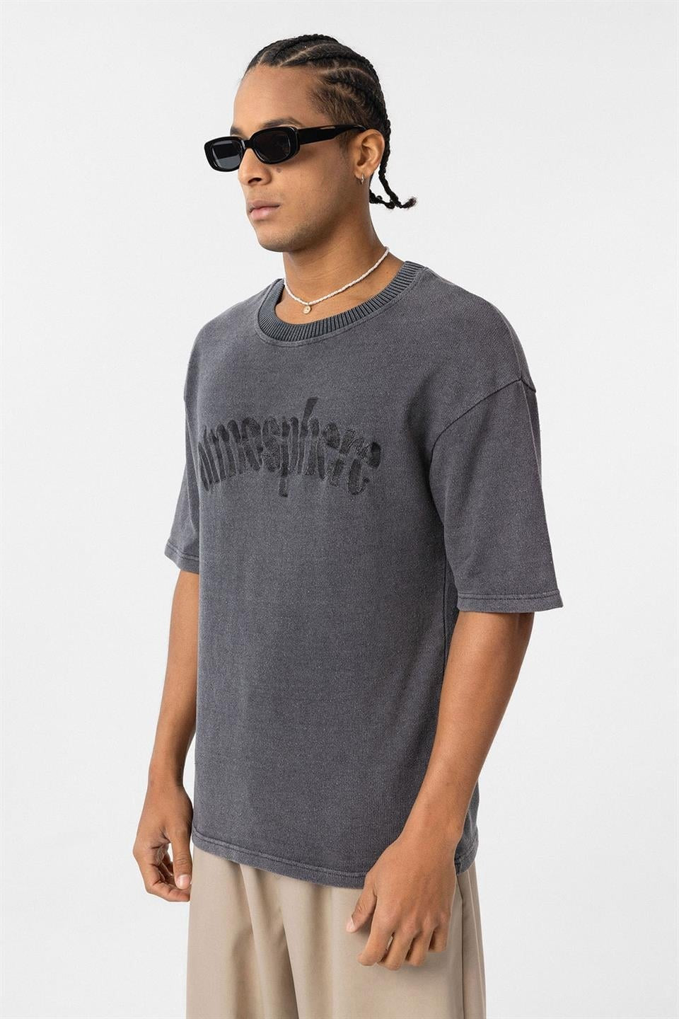 Oversized Printed Knit T-Shirt (Machine Washable)