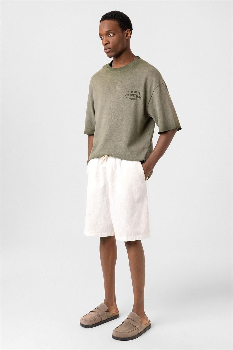 Oversized Washed Printed Knit T-Shirt