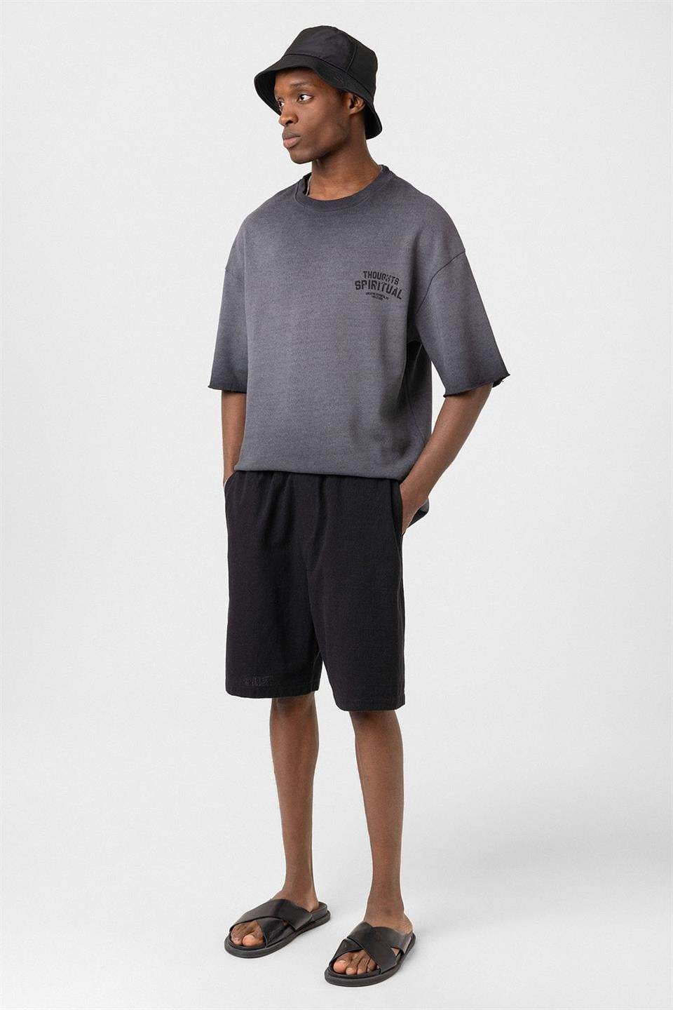 Oversized Washed Printed Knit T-Shirt