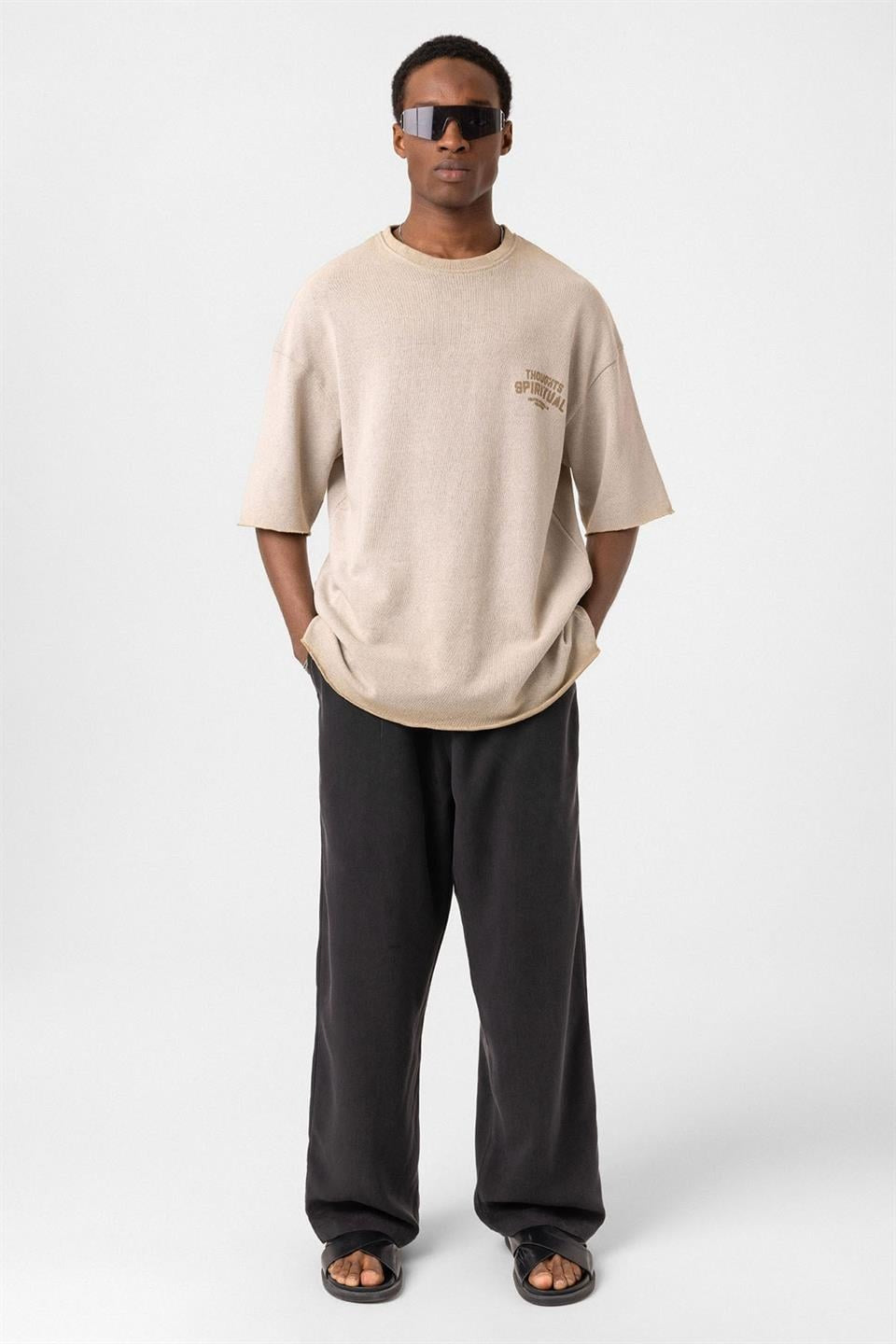 Oversized Washed Printed Knit T-Shirt
