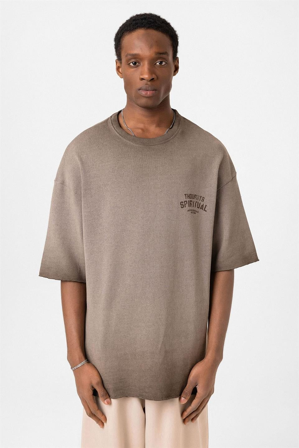 Oversized Washed Printed Knit T-Shirt