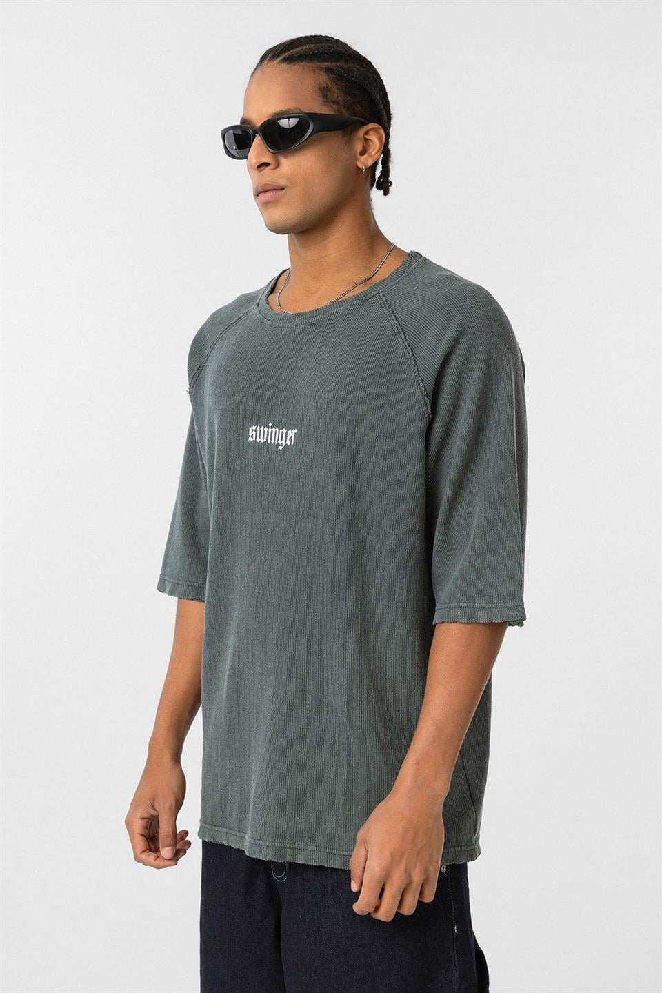 Oversized Printed Knit T-Shirt (Machine Washable)