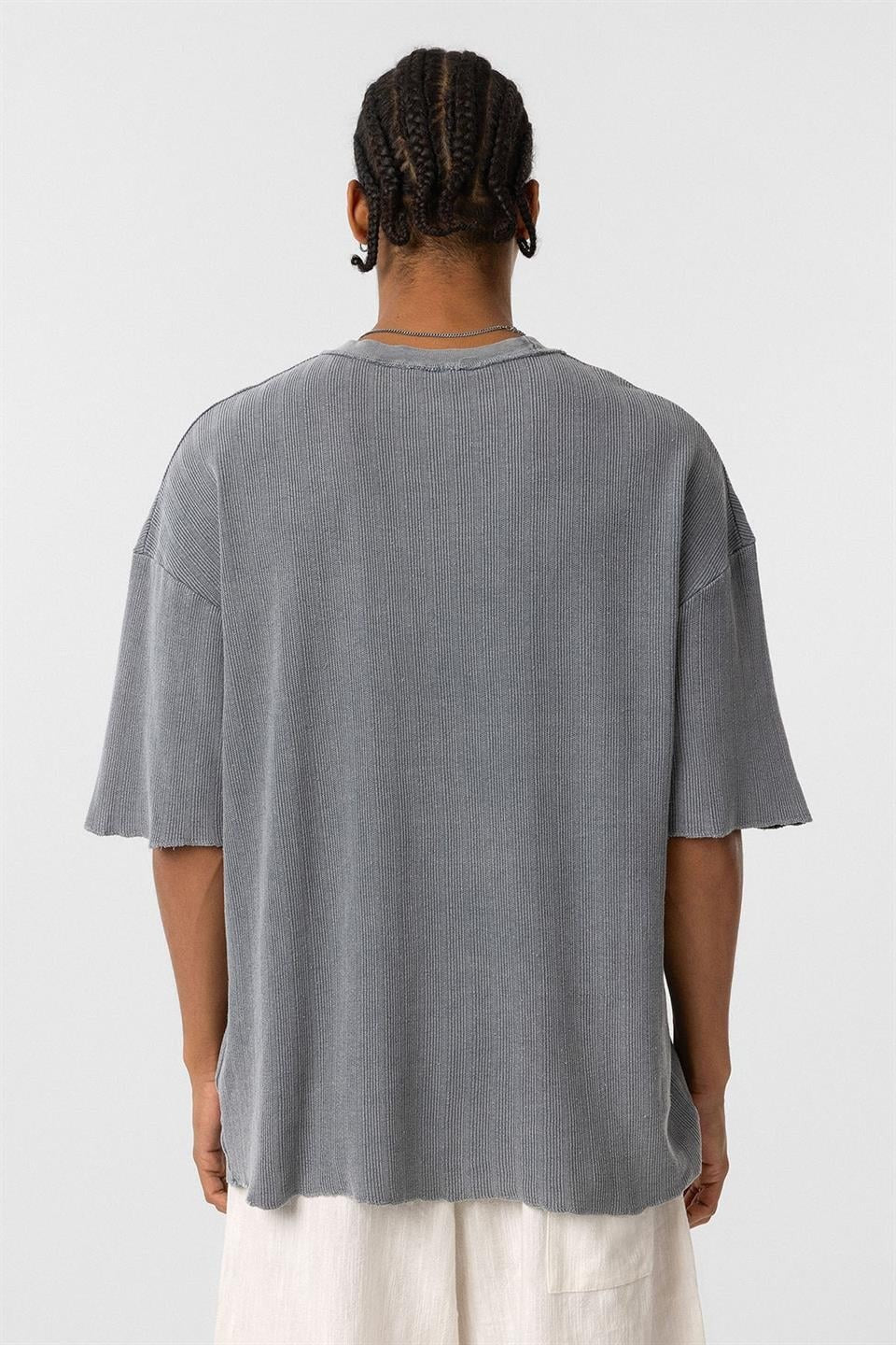 Oversized Knit T-Shirt (Pre-Washed), Gray