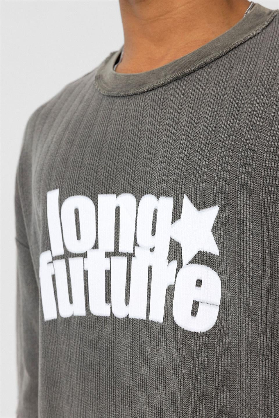 Oversized Washed Knit T-Shirt in Mink