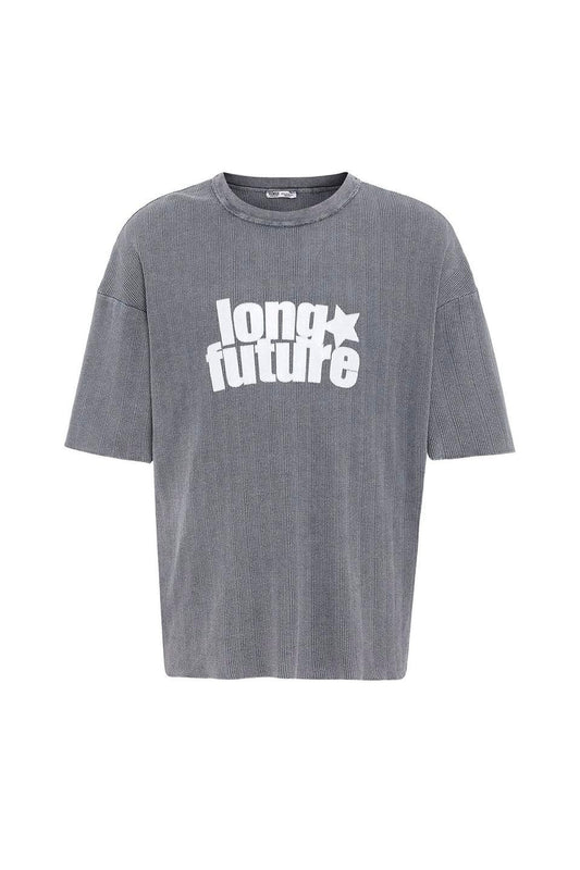 Oversized Knit T-Shirt (Pre-Washed), Gray