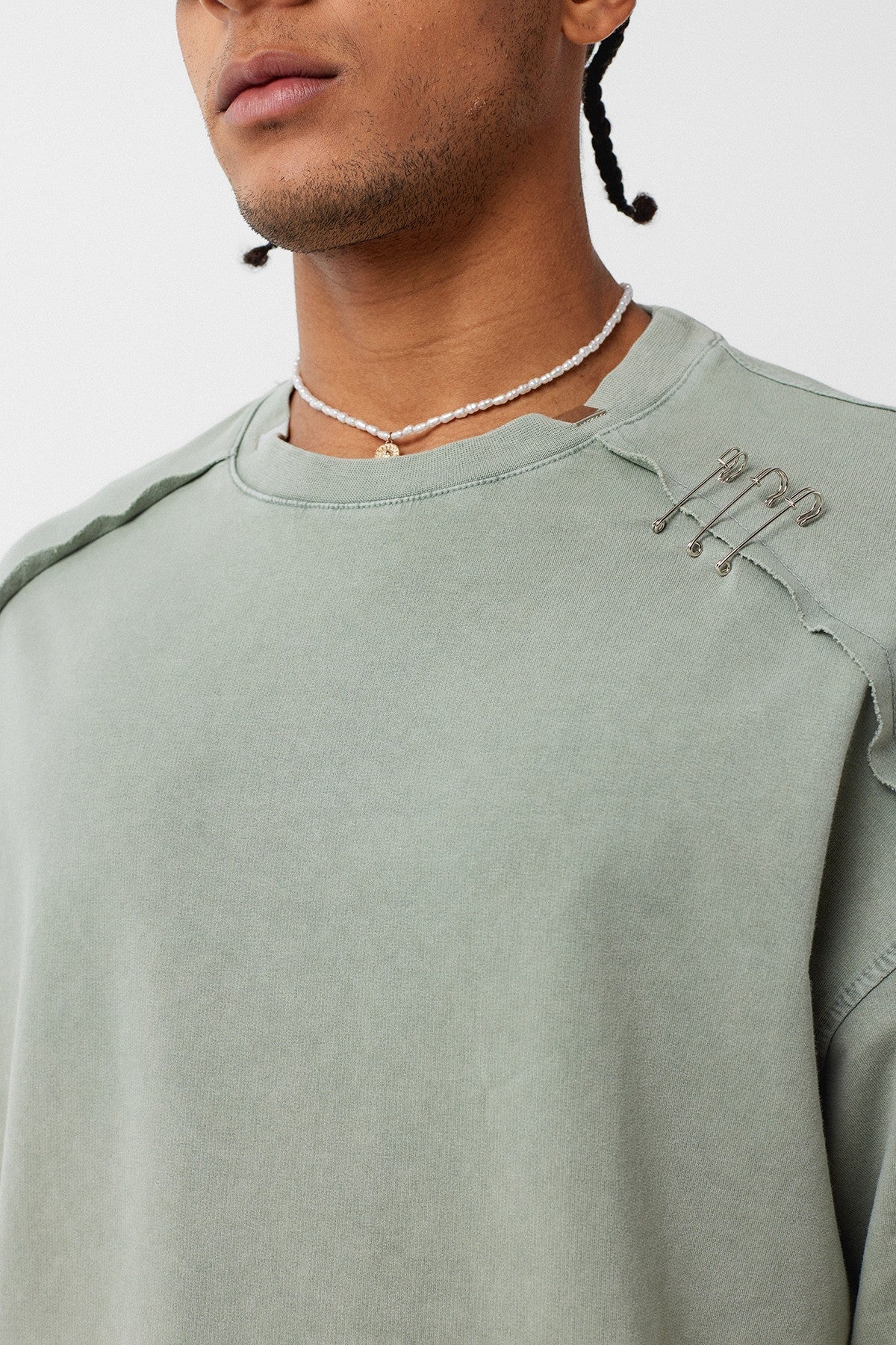 Oversized T-Shirt with Washed Collar Detail