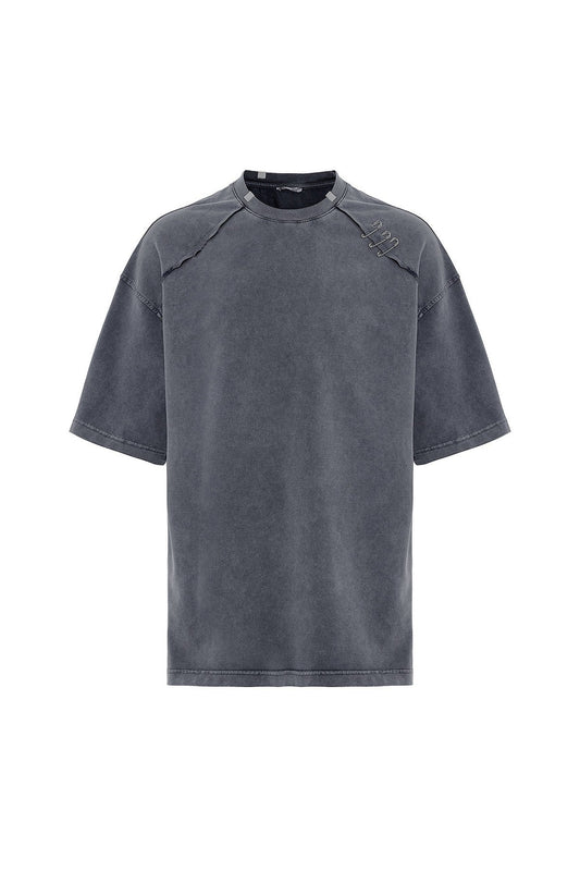Oversized T-Shirt with Washed Collar Detail