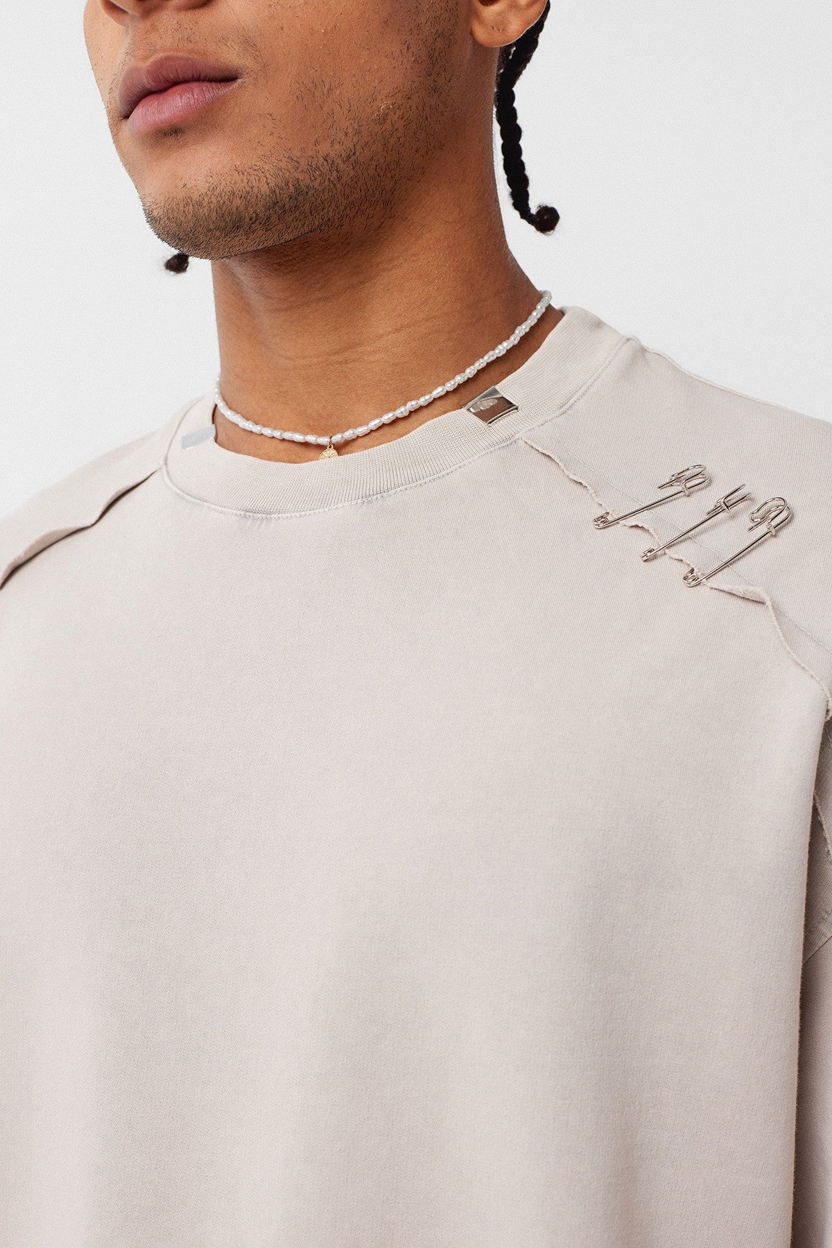 Oversized T-Shirt with Washed Collar Detail