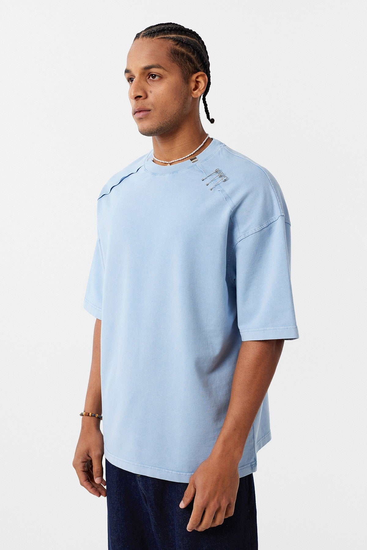 Oversized T-Shirt with Washed Collar Detail