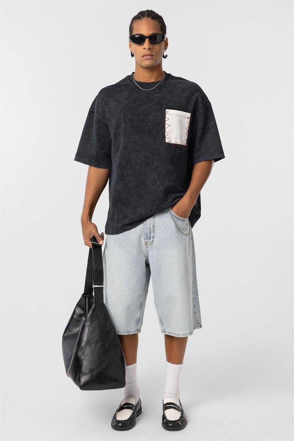 Oversized T-Shirt with Pocket Detail, Pre-Washed, V70-73