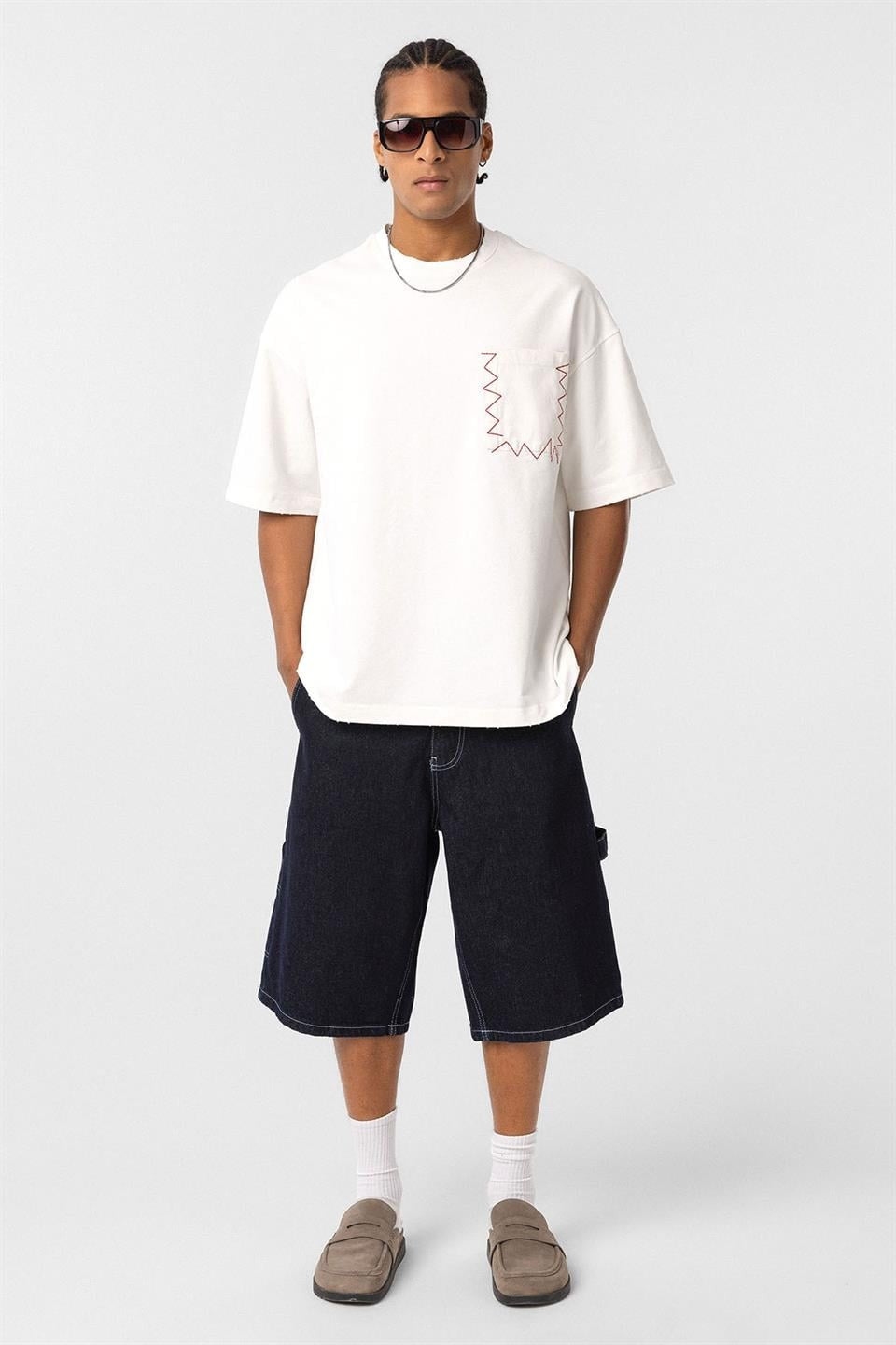 Oversized T-Shirt with Washed Pocket Detail