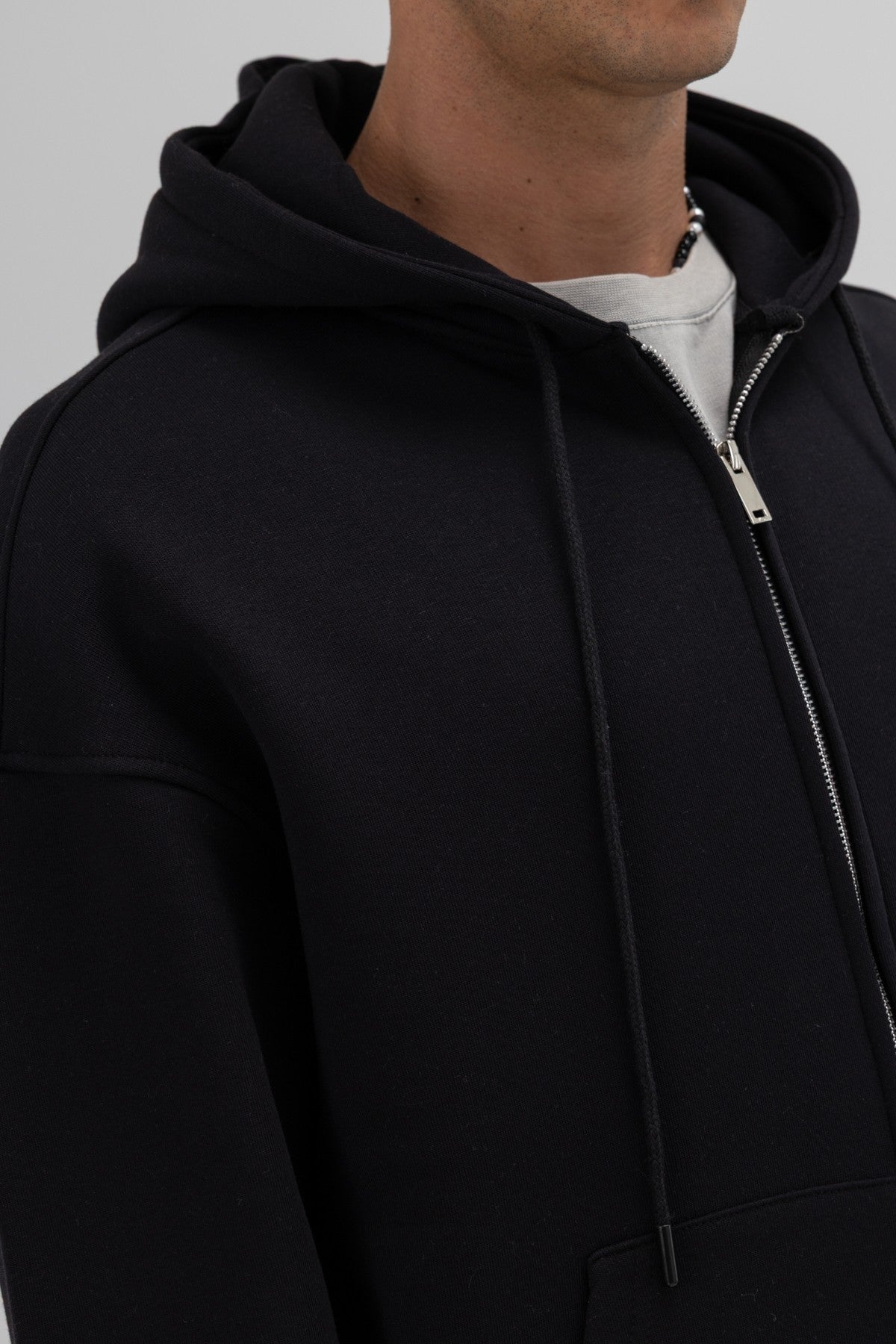 Basic Oversized Hooded Sweatshirt with Zipper