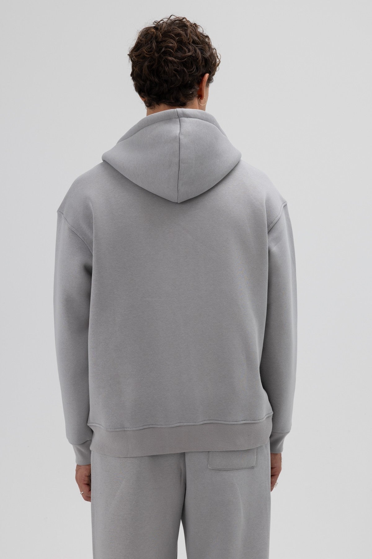 Basic Oversized Hooded Sweatshirt with Zipper