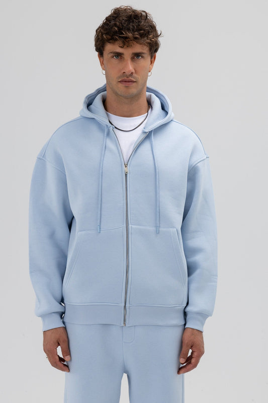 Basic Oversized Hooded Sweatshirt with Zipper