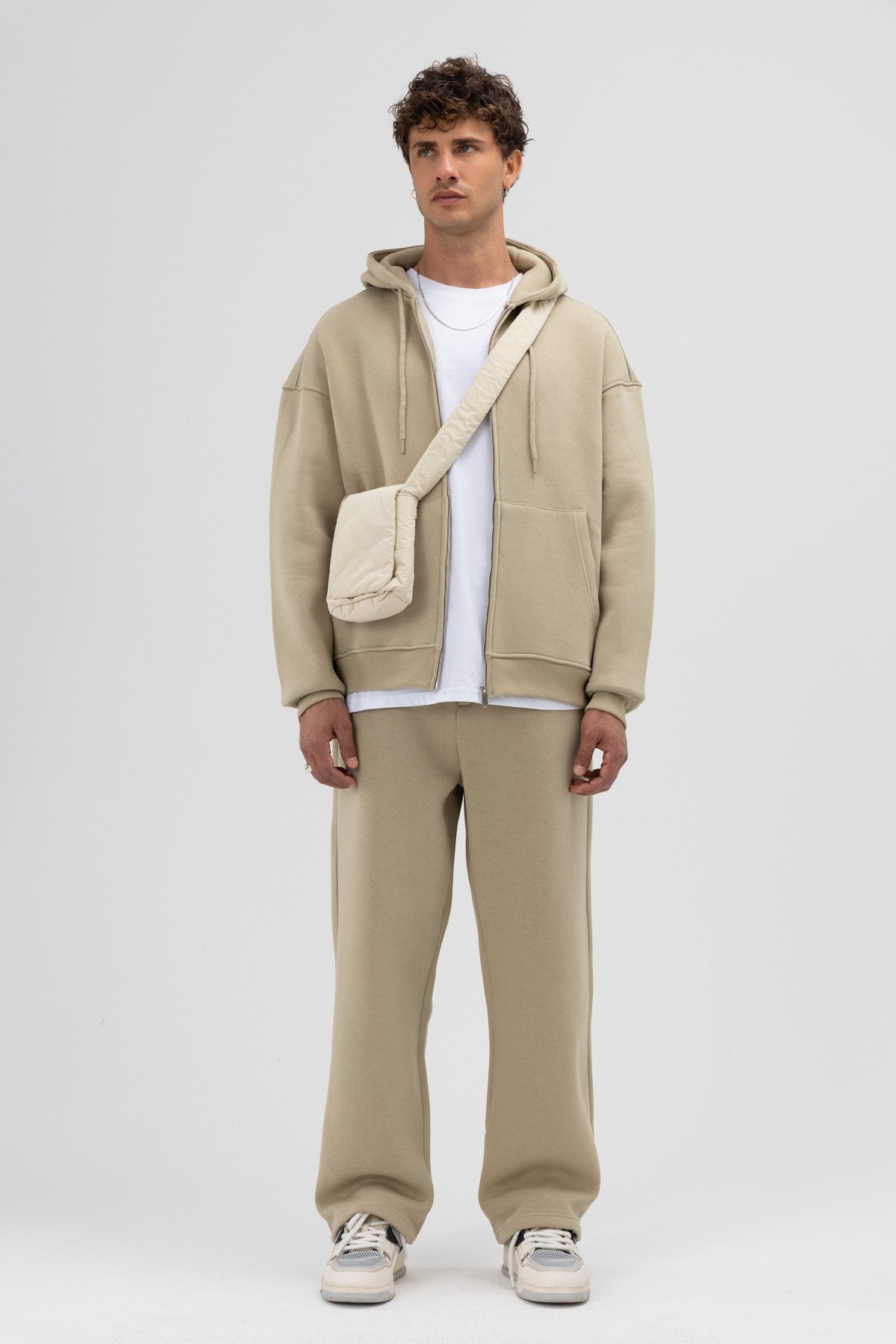 Basic Oversized Hooded Sweatshirt with Zipper