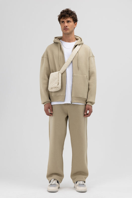 Basic Oversized Hooded Sweatshirt with Zipper