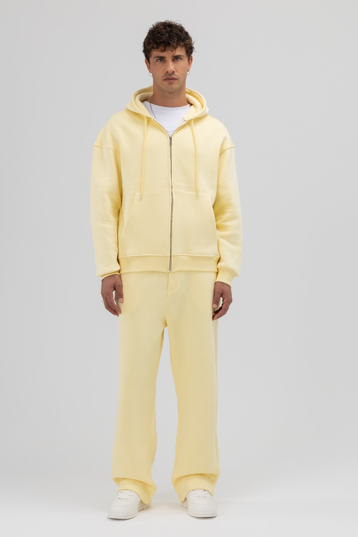Basic Oversized Hooded Sweatshirt with Zipper