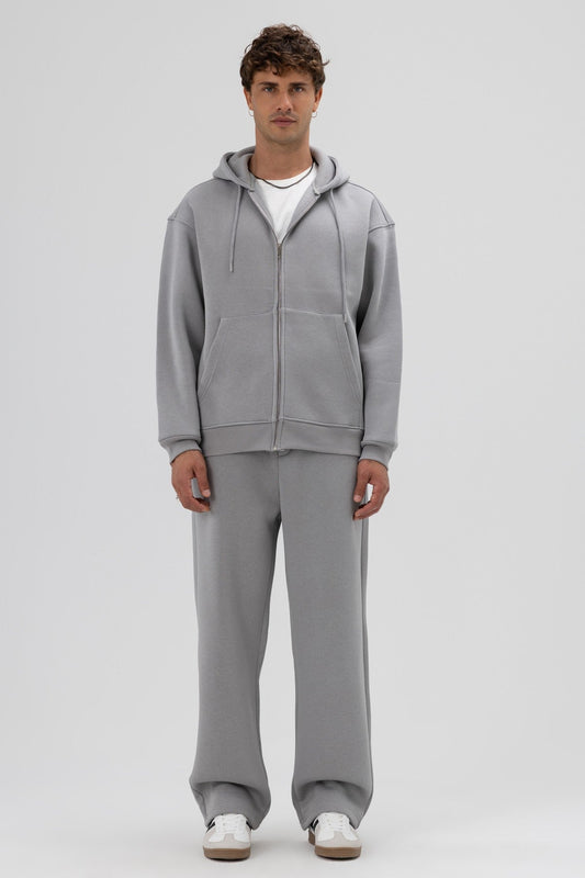 Basic Oversized Hooded Sweatshirt with Zipper