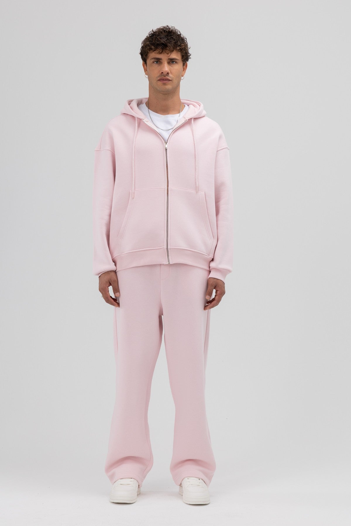 Basic Oversized Hooded Sweatshirt with Zipper