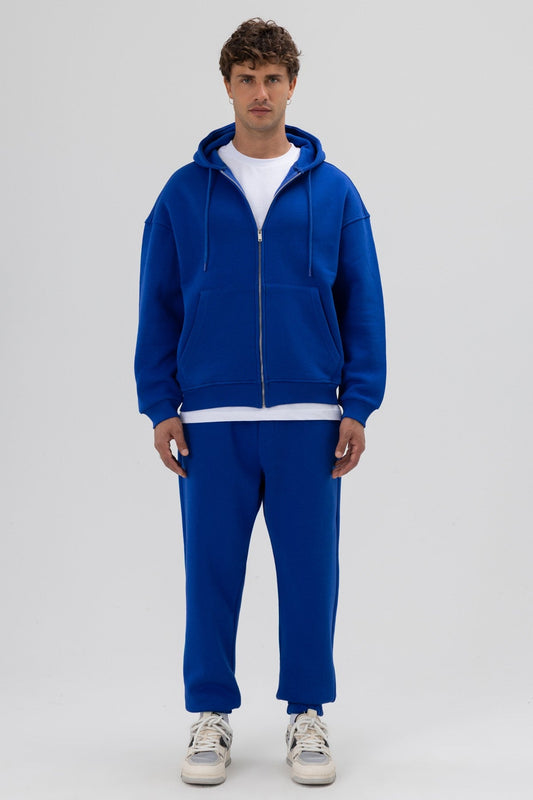 Basic Oversized Hooded Sweatshirt with Zipper