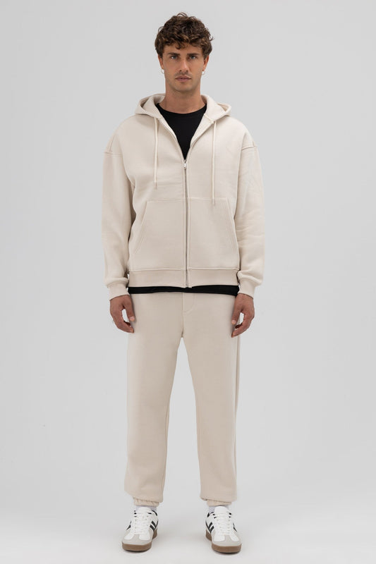 Basic Oversized Hooded Sweatshirt with Zipper