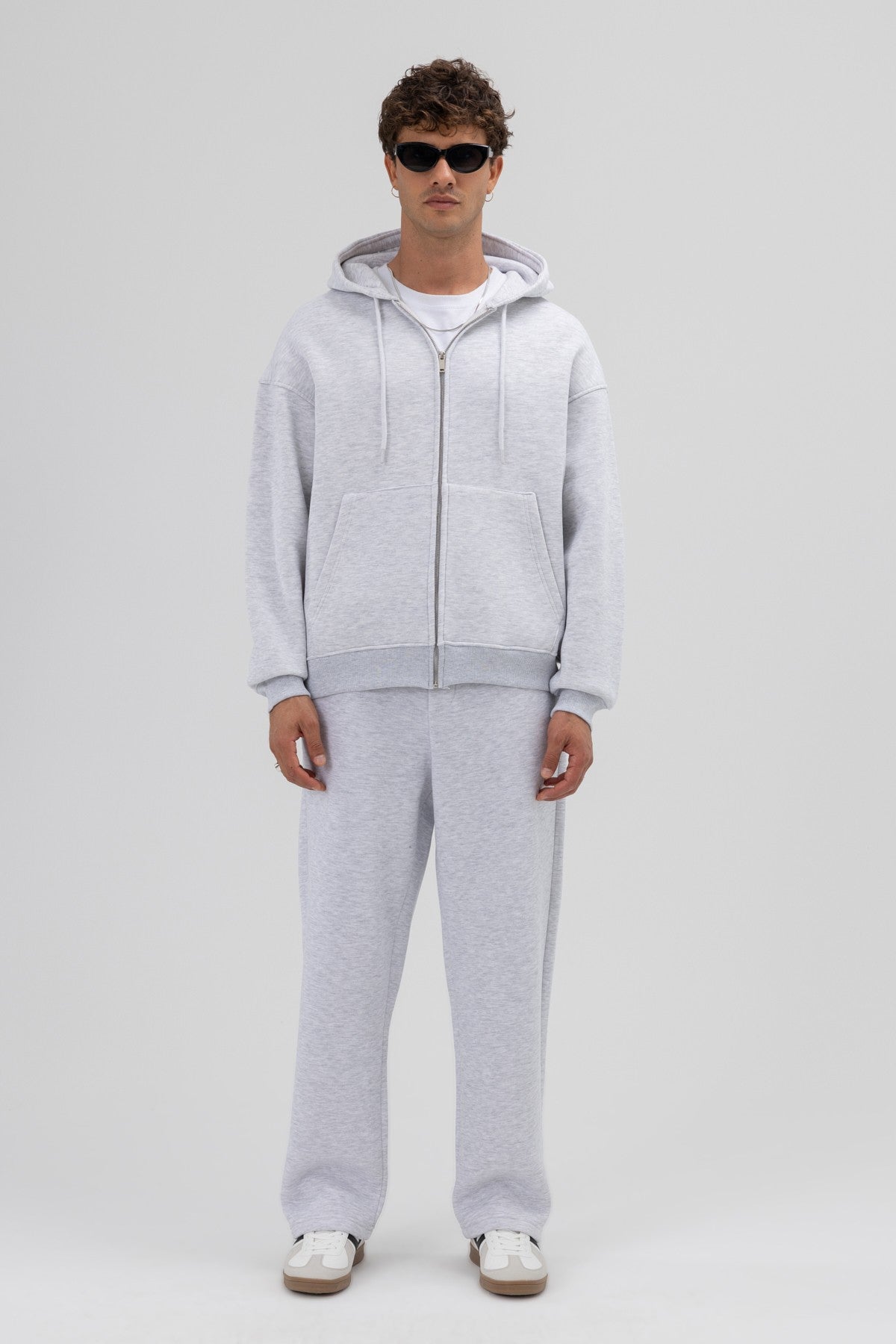 Basic Oversized Hooded Sweatshirt with Zipper