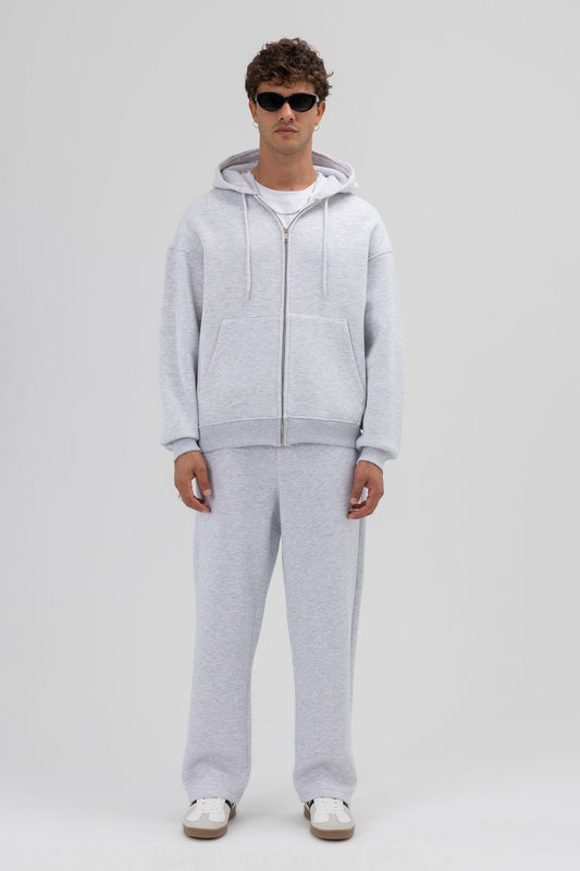 Basic Oversized Hooded Sweatshirt with Zipper
