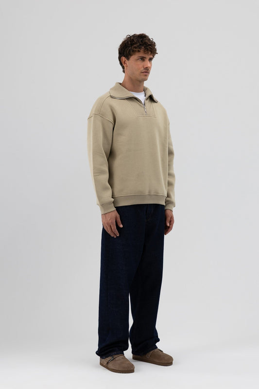 Basic Zipper-Front Stand-Up Collar Sweatshirt