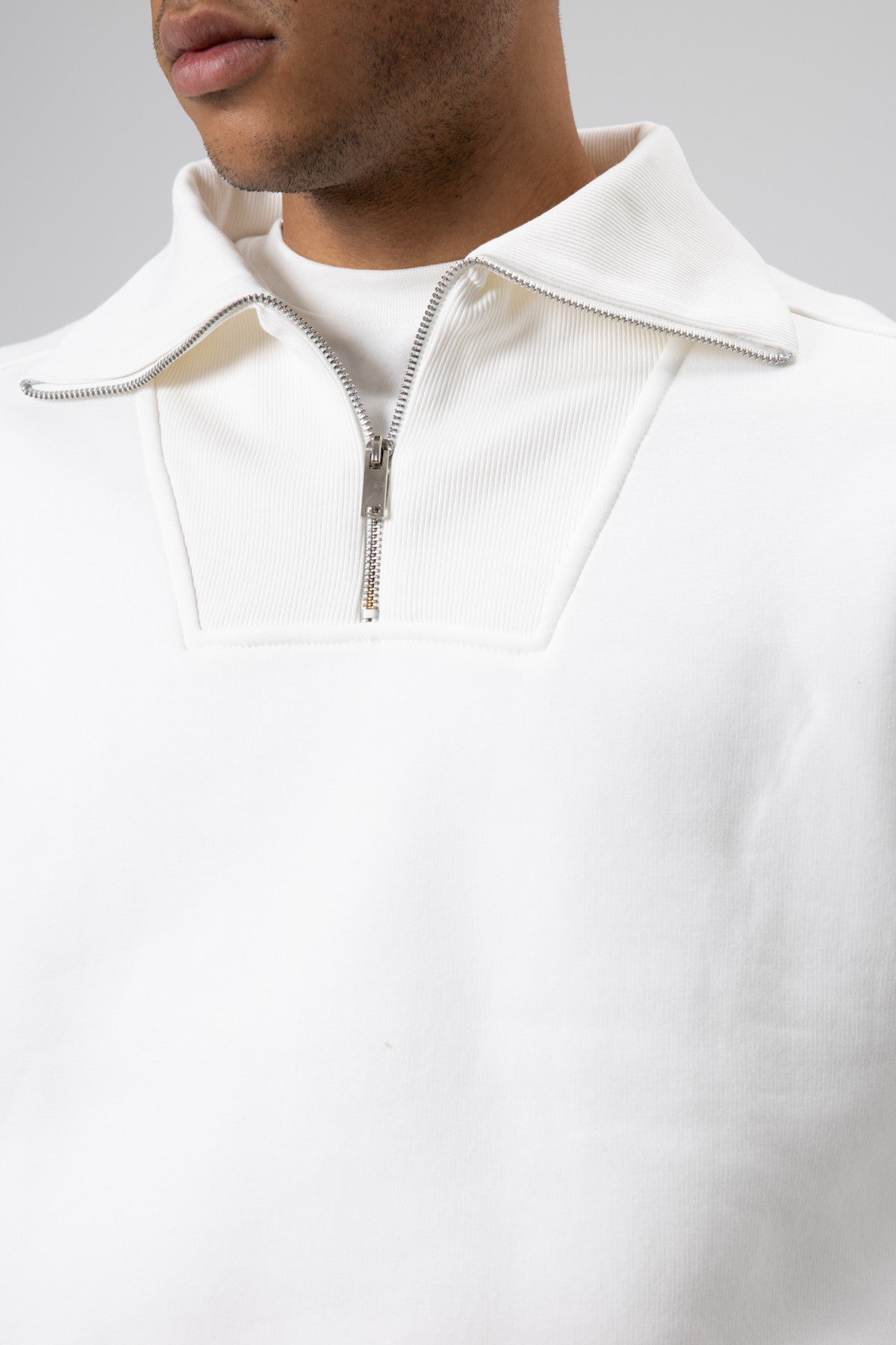 Basic Zipper-Front Stand-Up Collar Sweatshirt