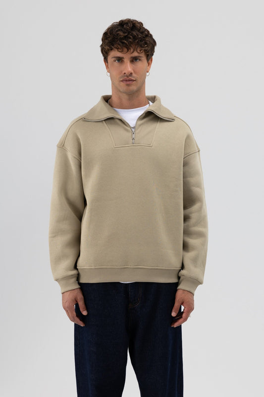 Basic Zipper-Front Stand-Up Collar Sweatshirt