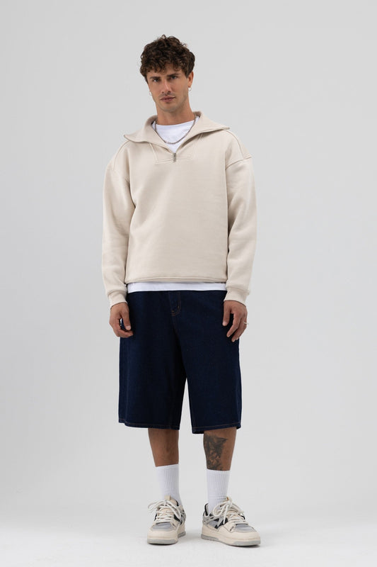 Basic Zipper-Front Stand-Up Collar Sweatshirt