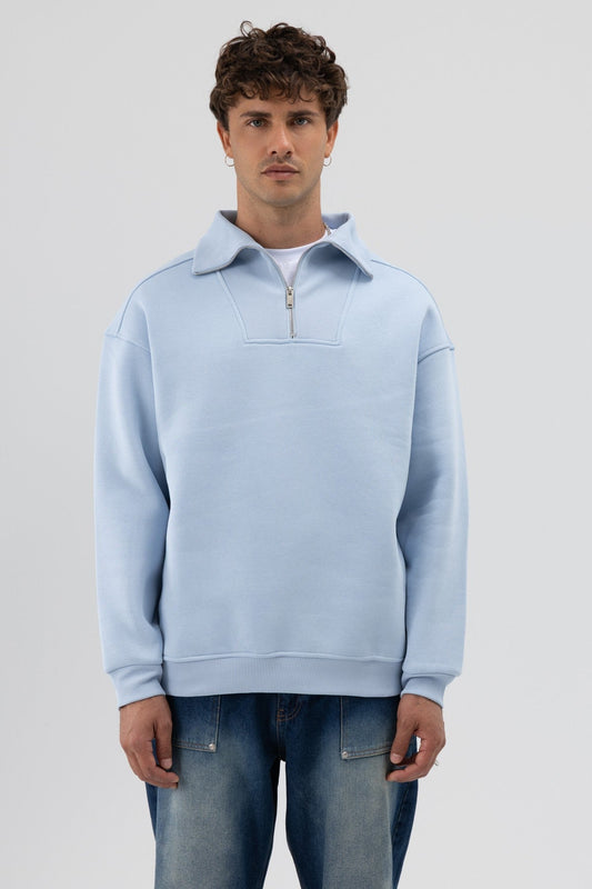 Basic Zipper-Front Stand-Up Collar Sweatshirt