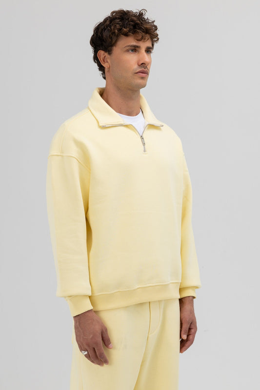 Oversized Zipper-Front Stand-Up Collar Sweatshirt