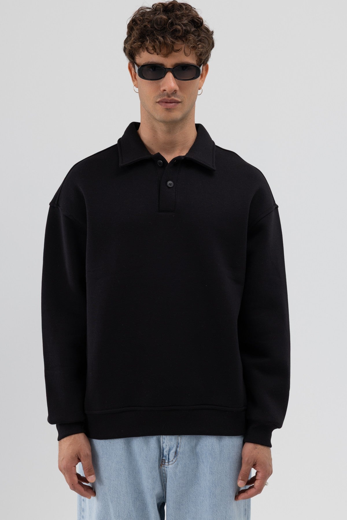 Basic Polo-Neck Sweatshirt