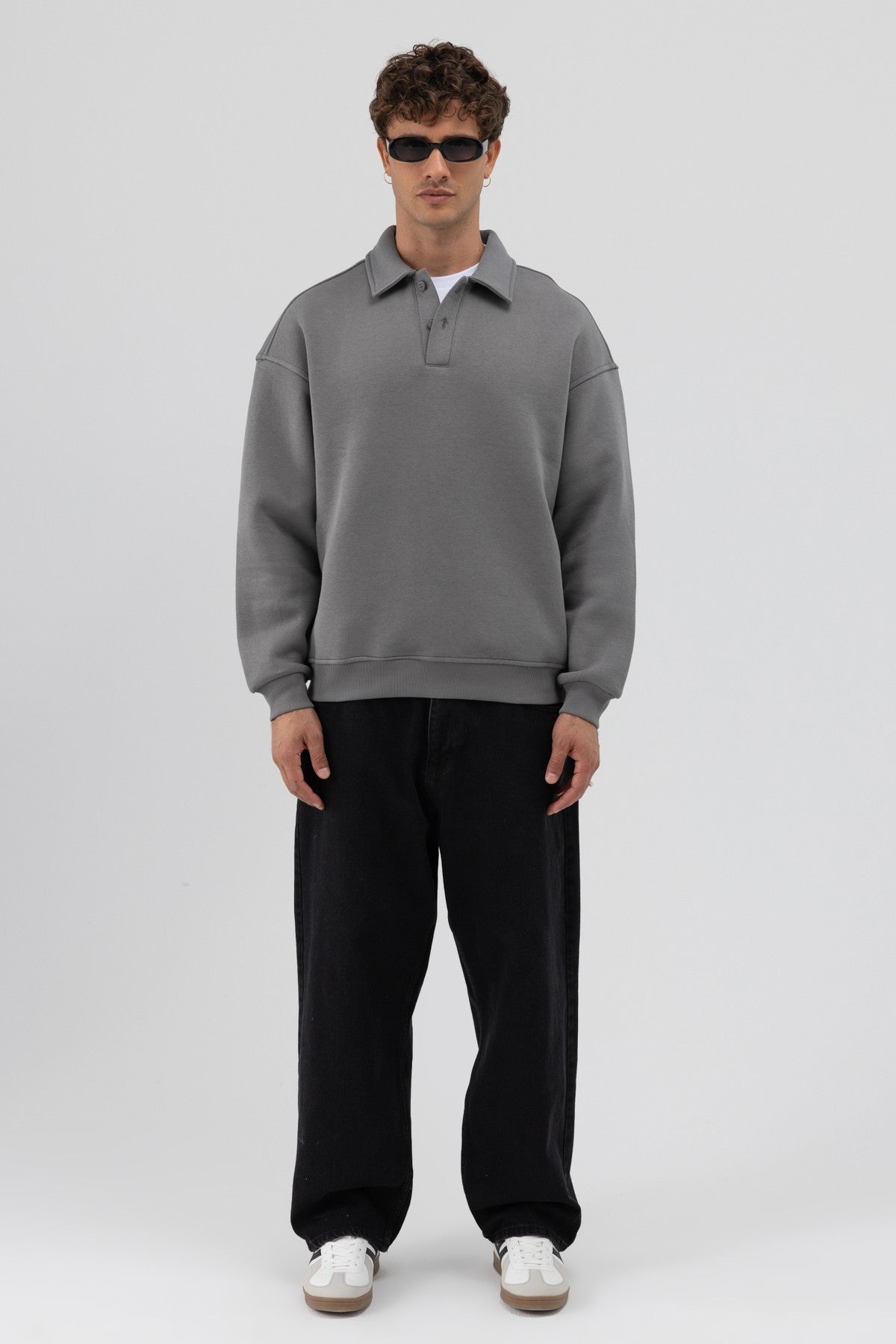 Basic Polo-Neck Sweatshirt