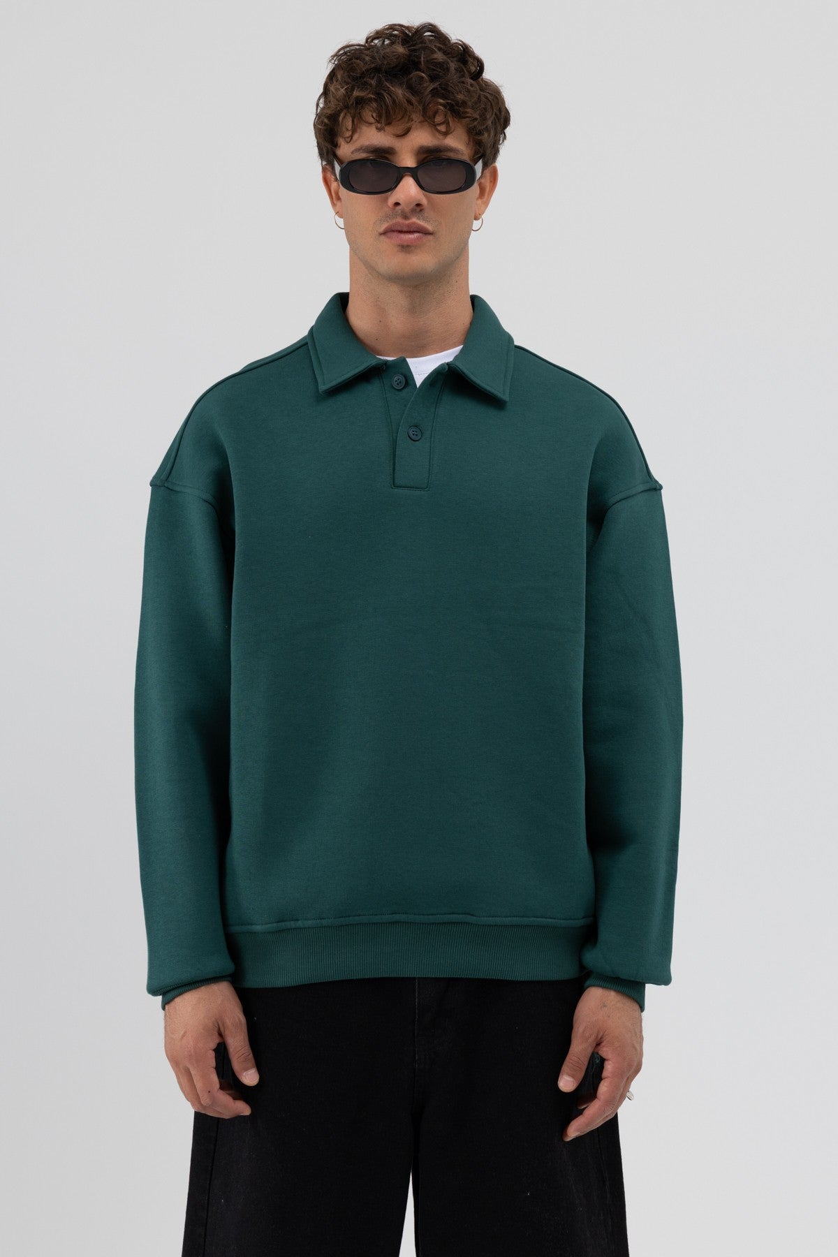Basic Polo-Neck Sweatshirt