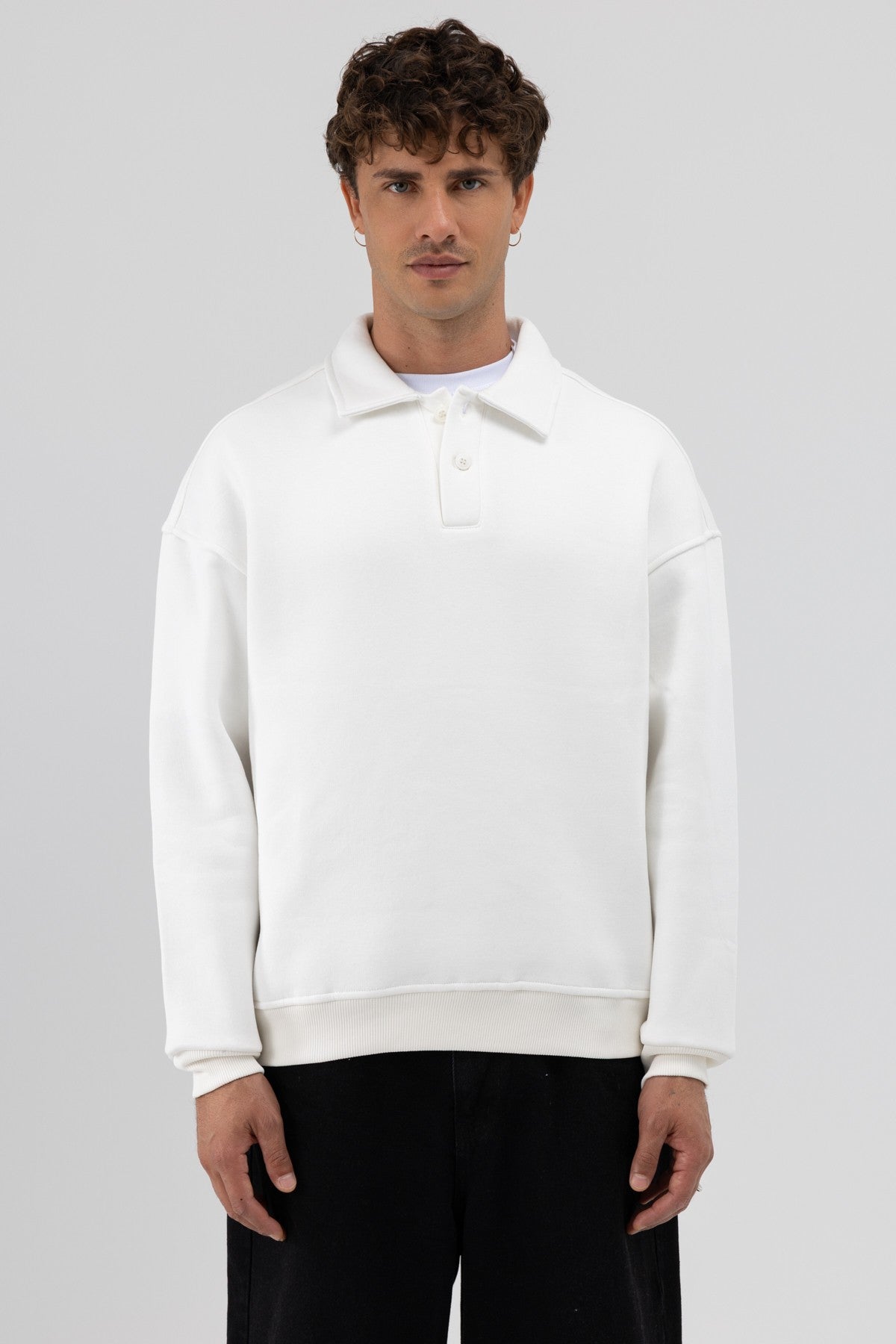 Basic Polo-Neck Sweatshirt