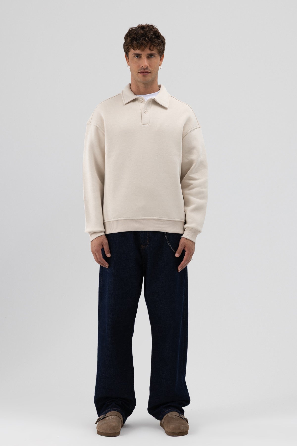 Basic Polo-Neck Sweatshirt