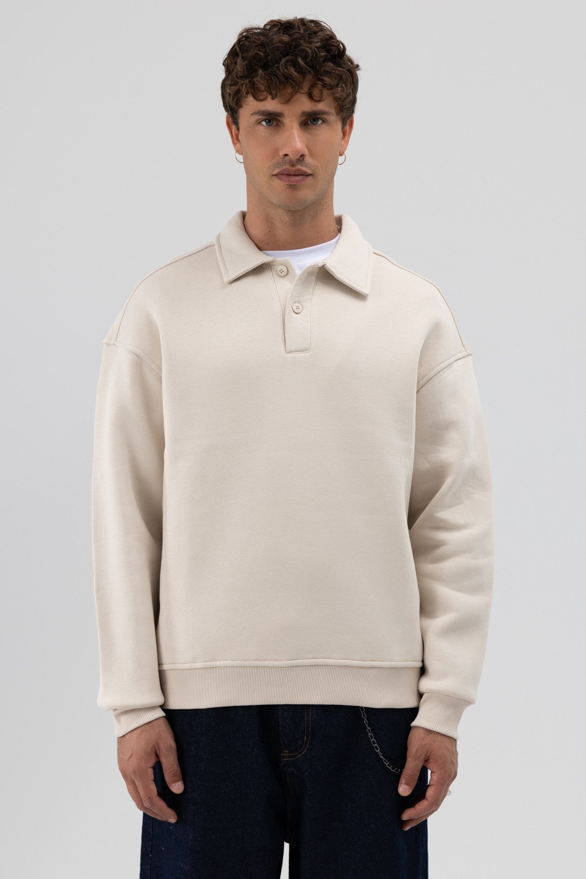 Basic Polo-Neck Sweatshirt