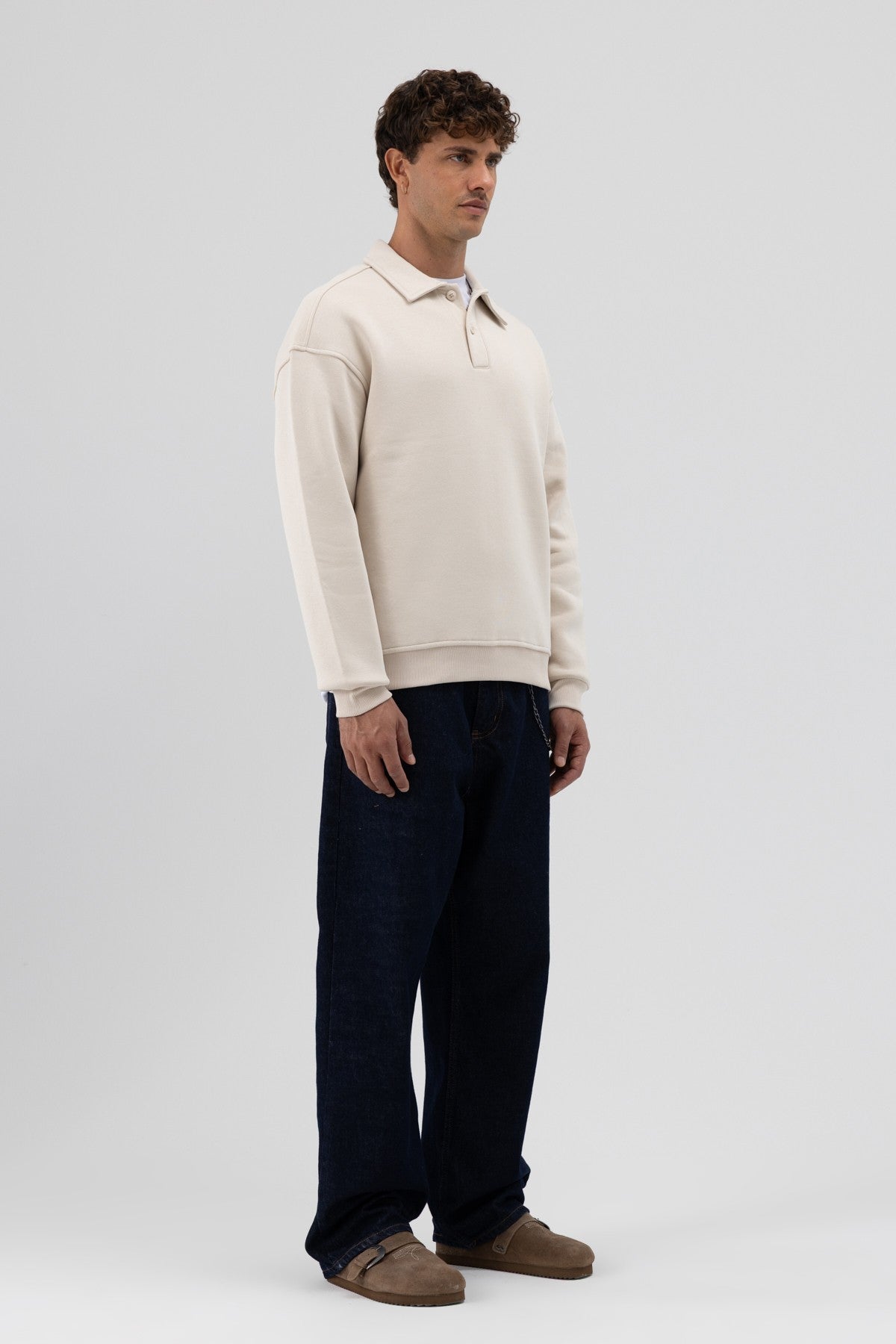 Basic Polo-Neck Sweatshirt