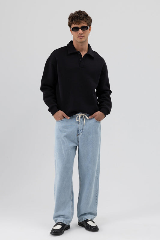 Basic Polo-Neck Sweatshirt