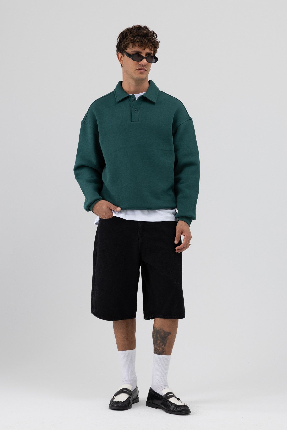 Basic Polo-Neck Sweatshirt