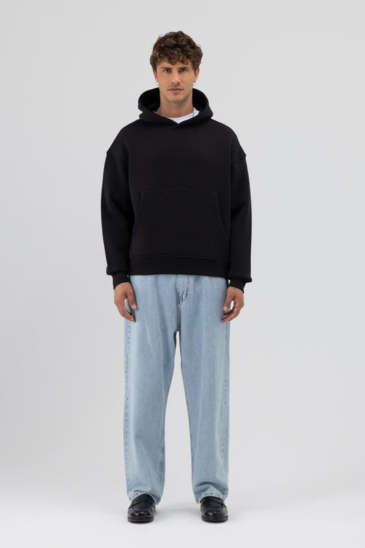 Basic Hooded Boxy-Fit Sweatshirt