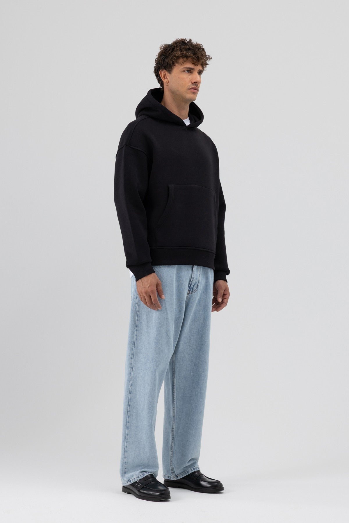 Basic Hooded Boxy-Fit Sweatshirt