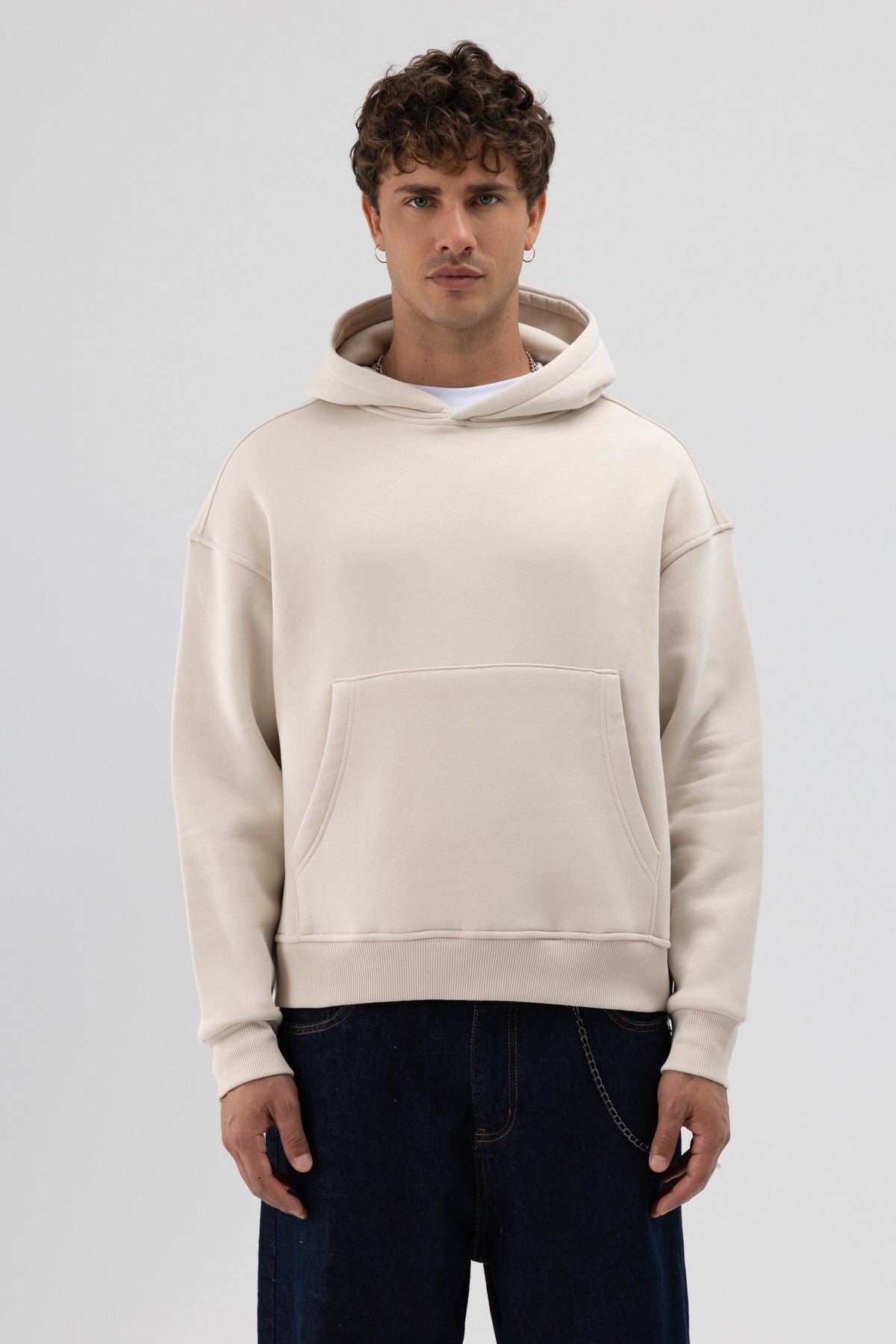 Basic Hooded Boxy-Fit Sweatshirt