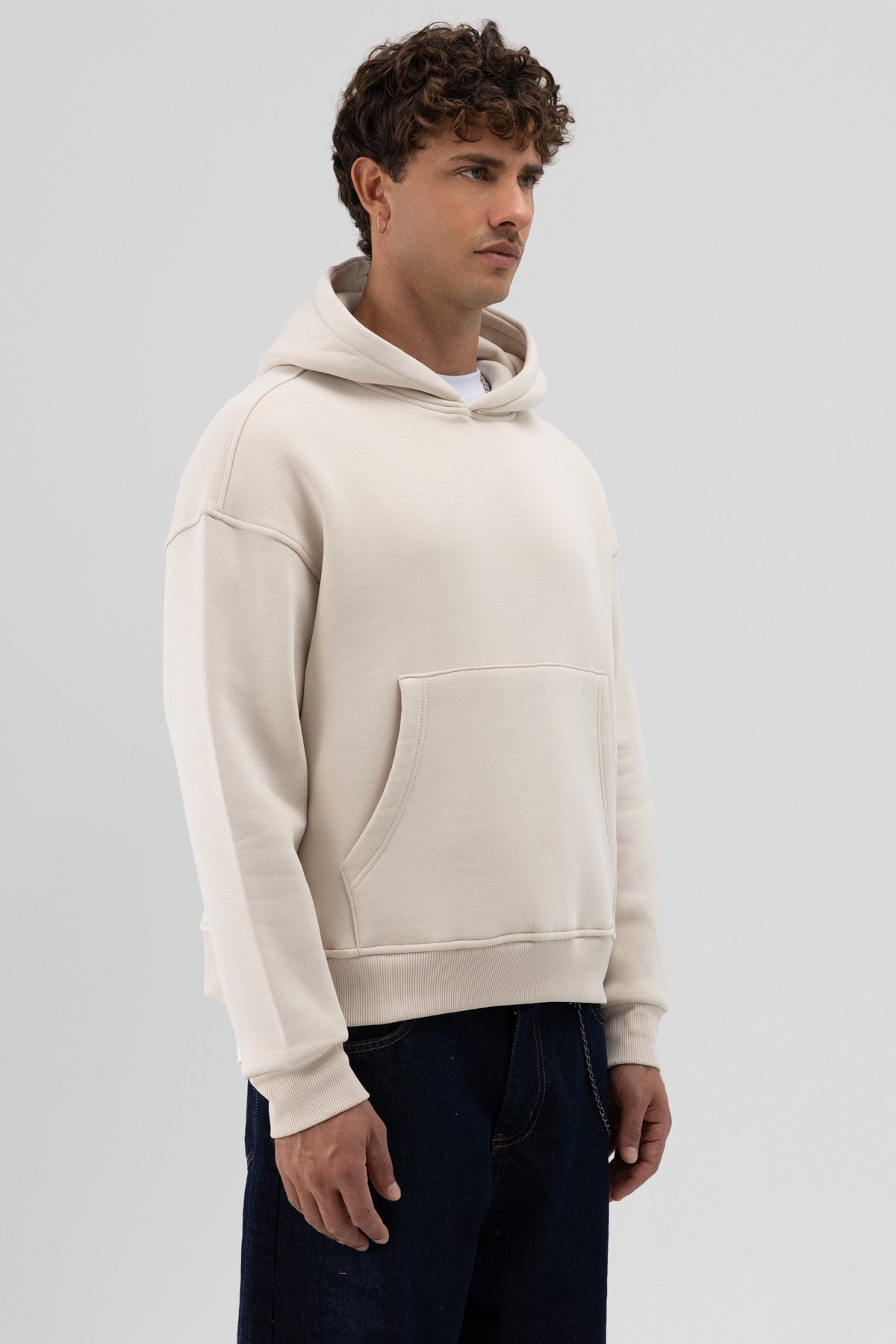 Basic Hooded Boxy-Fit Sweatshirt